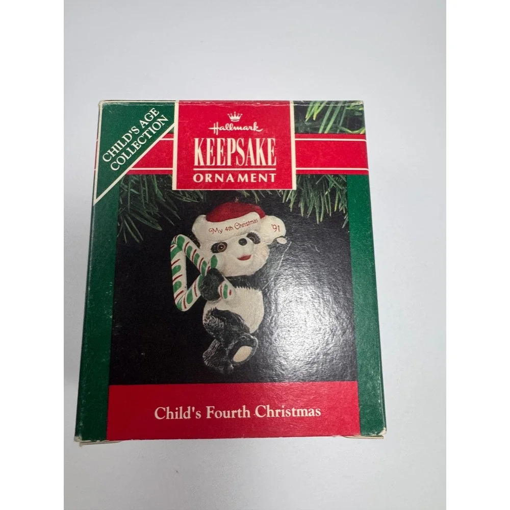 1991 Hallmark Keepsake Ornament Child's Fourth Christmas Panda Bear QX490-7